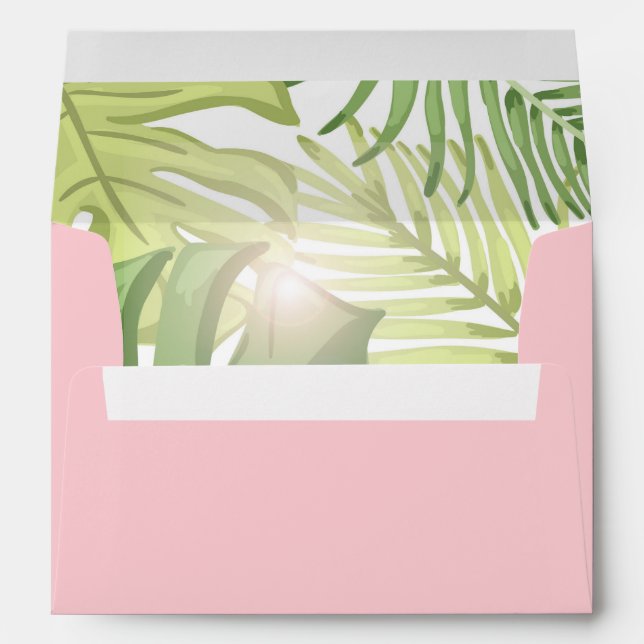 Enveloppe tropicale Hawaii Palm feuille rose tropi (Dos (Bas))