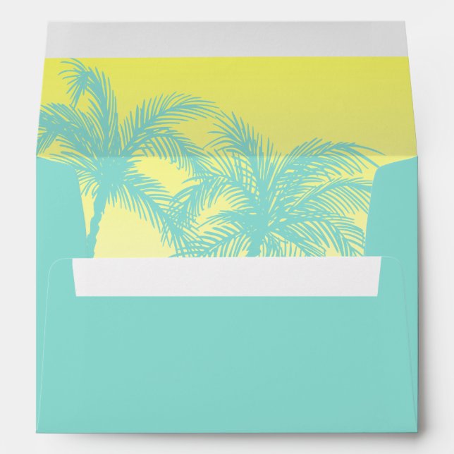 Enveloppe tropicale| Palme jaune bleu Turquoise (Dos (Bas))