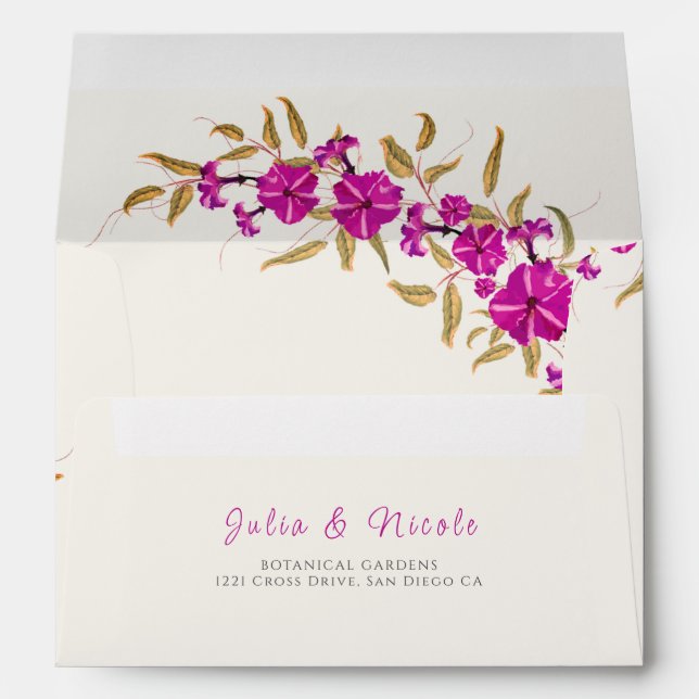 Enveloppe Trumpet sauvage violet Vin Fleur Jardin Mariage (Dos (Bas))
