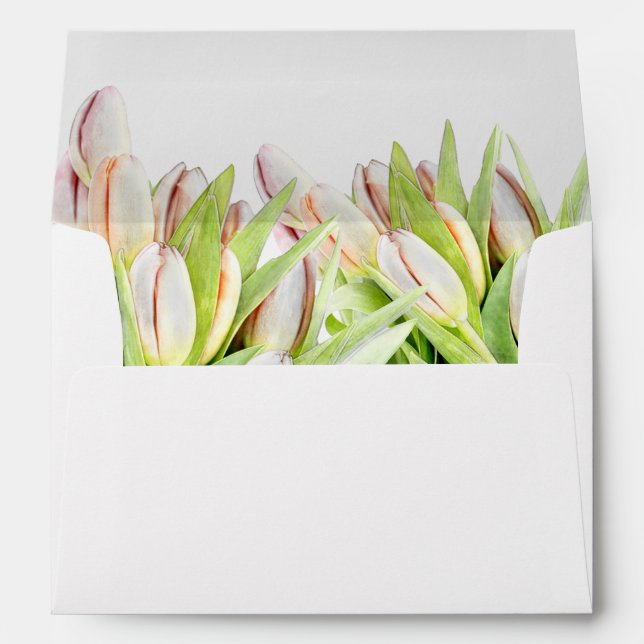 Enveloppe Tulipe, aquarelle, rose et vert, (Dos (Bas))