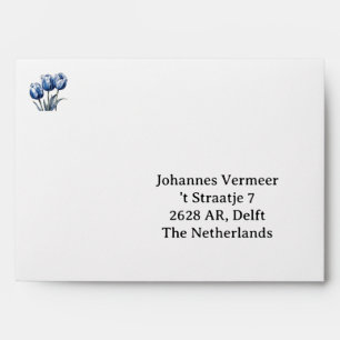 Enveloppe Tulipes dans Delft Blue personnalisable