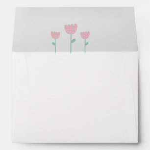 Enveloppe Tulipes roses Baby shower Floral Simple Cute