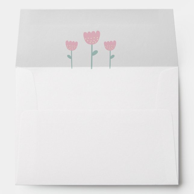Enveloppe Tulipes roses Baby shower Floral Simple Cute (Dos (Bas))