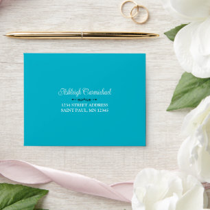Enveloppe Turquoise, Blanc Noir Mariage damassé A2 Taille RS