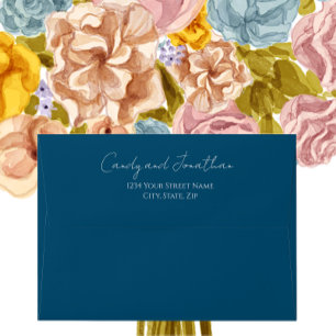 Enveloppe Turquoise Bleu Simple Style Moderne Script Mariage