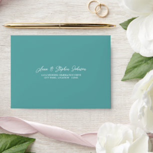 Enveloppe Turquoise bleu vert RSVP retour