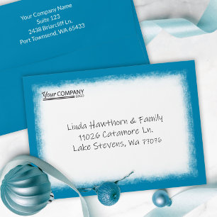 Enveloppe Turquoise Blue Company Business Pré-adressé Noël