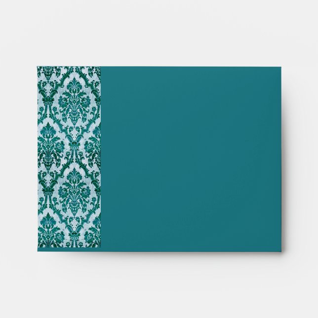 Enveloppe turquoise Damask A2 pour carte de répons (Devant)