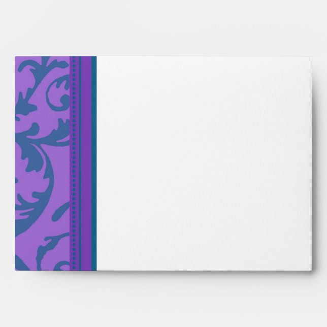 Enveloppe Turquoise de Mariage à balayage pourpre (Devant)