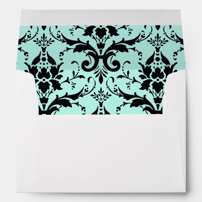 Enveloppe Turquoise d'invitation Damas noire (Dos (Bas))