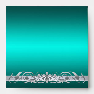 Enveloppe Turquoise du Carré de défilement d'argen