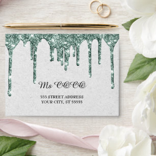 Enveloppe Turquoise Green Drives Mariage Gris Kraft Effet pa