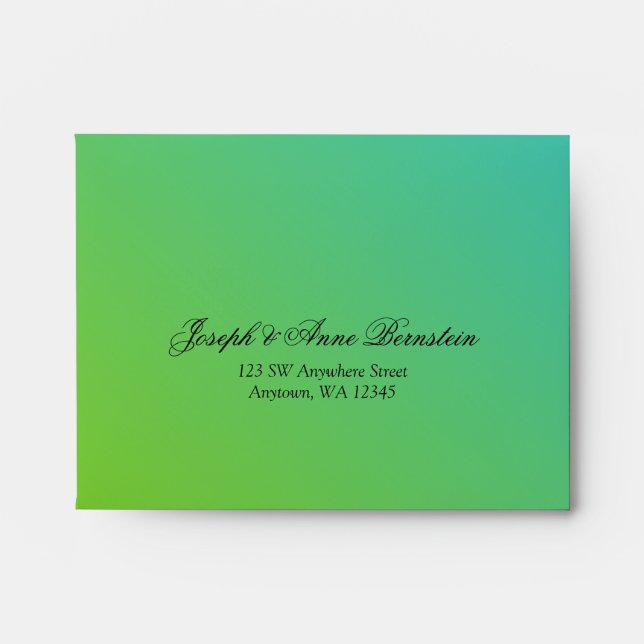 Enveloppe Turquoise Lime Green RSVP Retour Adresse A2 (Devant)