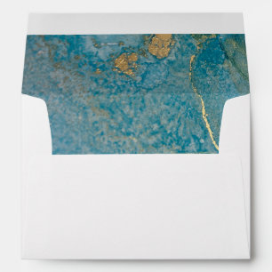 Enveloppe Turquoise & Or Abstrait Liquid Art Kindly Retour à