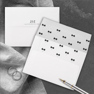 Enveloppe Tuxedo Bow Cravate & boutons Motif White ID1090