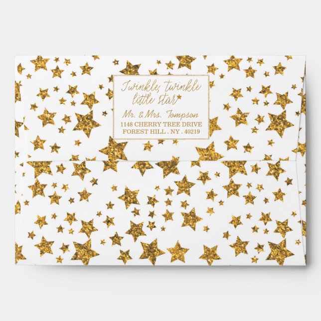 Enveloppe Twink, Twinkle Little Star Baby shower (Dos (Haut rabat))