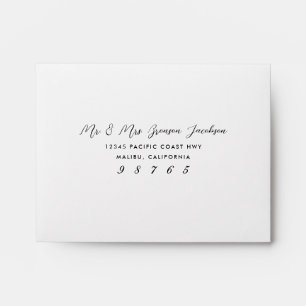 Enveloppe Type simple Adresse de retour noir et blanc avant