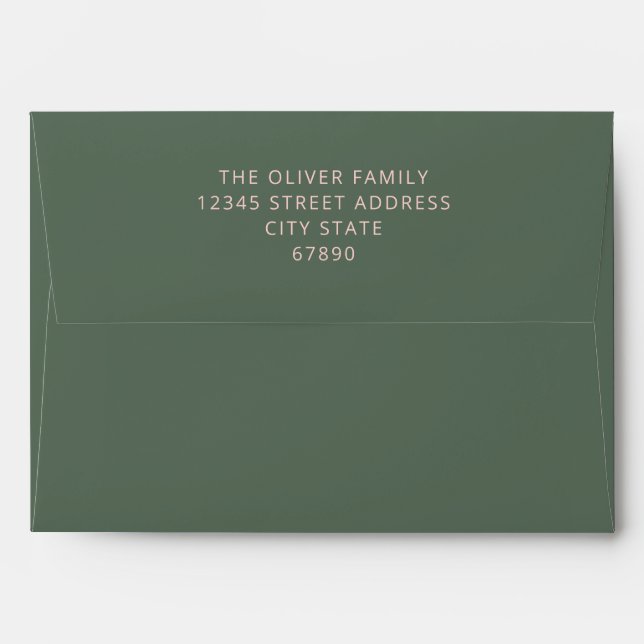 Enveloppe Typographie audacieuse Blush Pink Green Bat mitzva (Dos (Haut rabat))