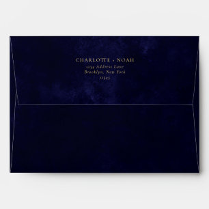 Enveloppe Typographie classique Marine Blue Gold Stars Maria