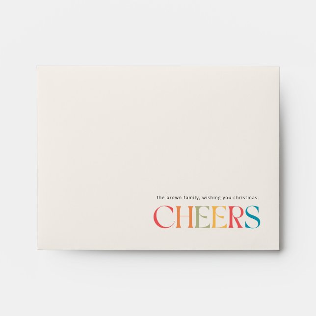 Enveloppe Typographie colorée rétro moderne pour vœux de Noë (Devant)