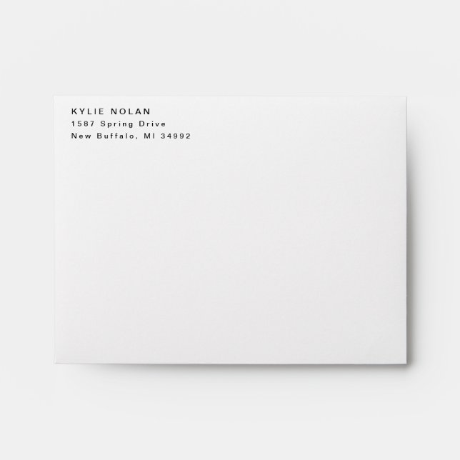 Enveloppe Typographie de l'adresse de retour Black White mod (Devant)