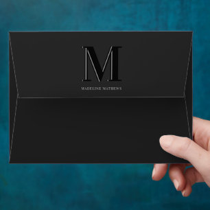 Enveloppe Typographie de nom de monogramme moderne gris noir