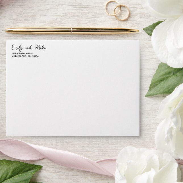 Enveloppe Typographie de script simple blanc Adresse de reto (Wedding)