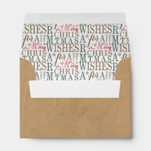 Enveloppe Typographie de souhaits chauds Kraft/Rouge/Vert ID