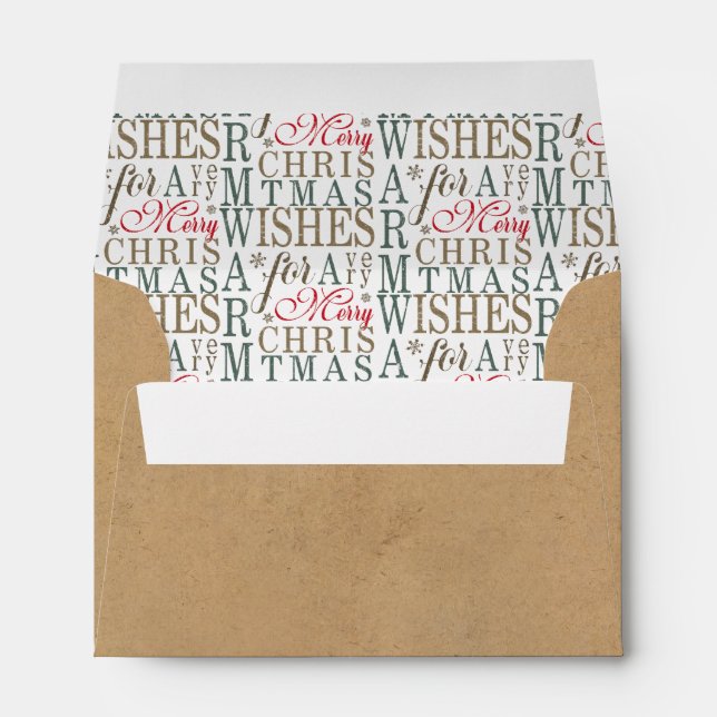 Enveloppe Typographie de souhaits chauds Kraft/Rouge/Vert ID (Dos (Bas))