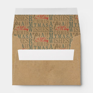 Enveloppe Typographie de souhaits chauds Rouge/Vert/Kraft ID