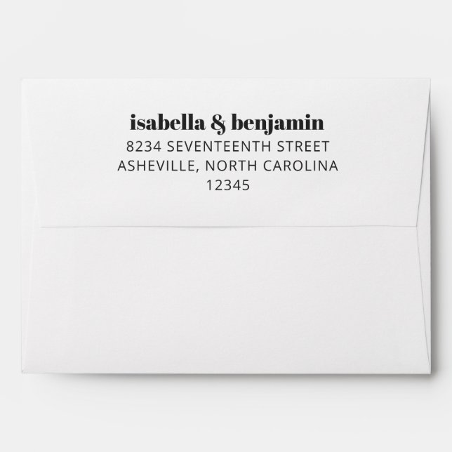 Enveloppe Typographie Gras Blanche Moderne Adresse de retour (Dos (Haut rabat))