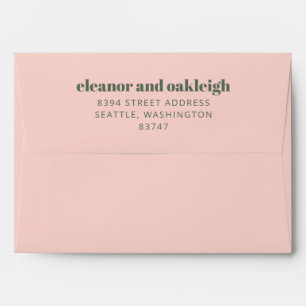 Enveloppe Typographie Gras Blush Pink Green Mariage moderne