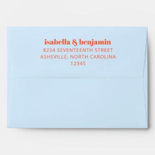 Enveloppe Typographie Gras Moderne Bleu Orange Mariage