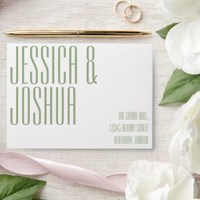 Enveloppe Typographie Gras Ultra Moderne Nom Mariage Sage (Wedding)