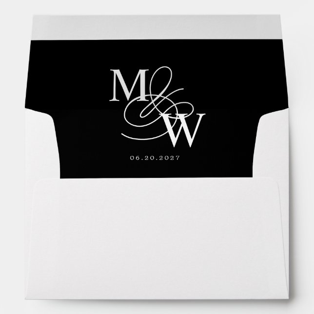 Enveloppe Typographie luxueuse Mariage préadressé (Dos (Bas))