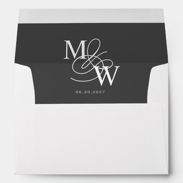 Enveloppe Typographie luxueuse Mariage préadressé (Dos (Bas))
