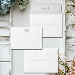 Enveloppe Typographie minimale Mariage Shell noir et blanc