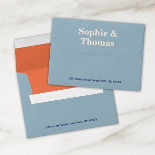Enveloppe Typographie moderne Gras Mariage Dusty Blue Orange