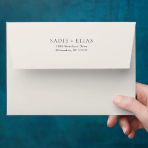 Enveloppe Typographie Moderne Mariage Élégant Beige