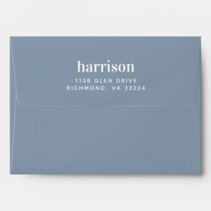 Enveloppe Typographie moderne Retour Adresse Dusty Blue