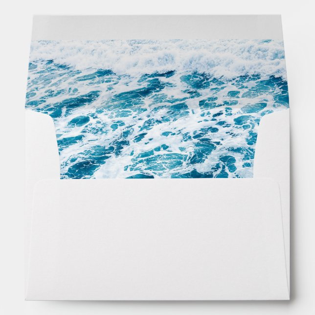 Enveloppe Typographie moderne simple Blue Ocean Waves Custom (Dos (Bas))