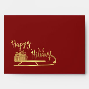 Enveloppe Typographie moderne Sledge Happy Holidays Envelopp