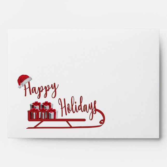 Enveloppe Typographie moderne Sledge Happy Holidays Envelopp (Devant)