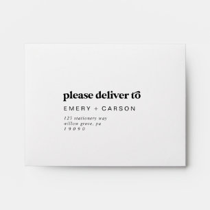 Enveloppe Typographie noire moderne auto-adressée RSVP