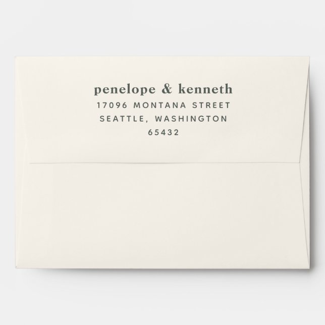 Enveloppe Typographie simple Mariage moderne de couleur fonc (Dos (Haut rabat))