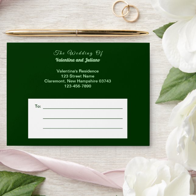 Enveloppe Typography Style Minimalist Dark Green Wedding (Wedding)