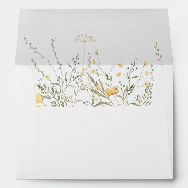 Enveloppe Un Baby shower D'Aquarelle Jaune Un Peu Fleur sauv (Dos (Bas))