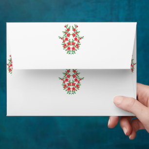 Enveloppe un bouquet de fleurs rouges sur un arrière - plan