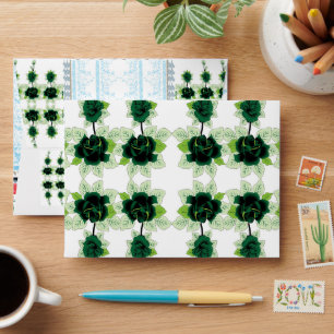 Enveloppe un bouquet de fleurs vertes sur un arrière - plan