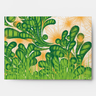 Enveloppe Un motif artistique vert et or représentant un arb